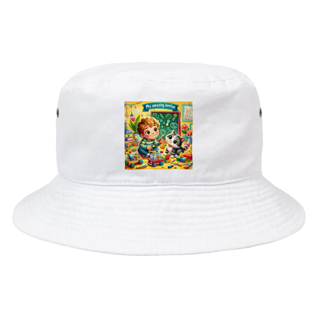 ほっこり絵音舎のぼくのすごいはつめい Bucket Hat