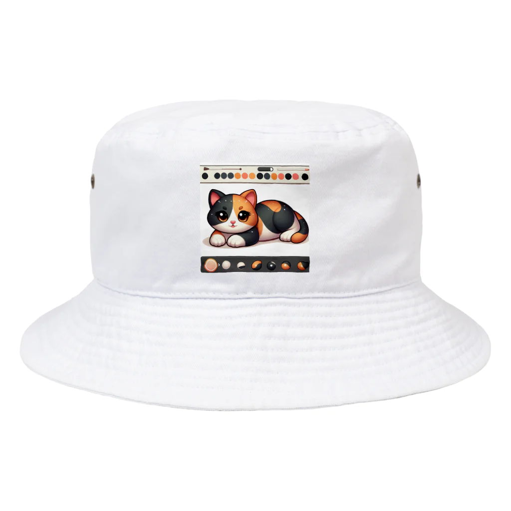 NEKOMARUDOUの三毛猫ペイント Bucket Hat