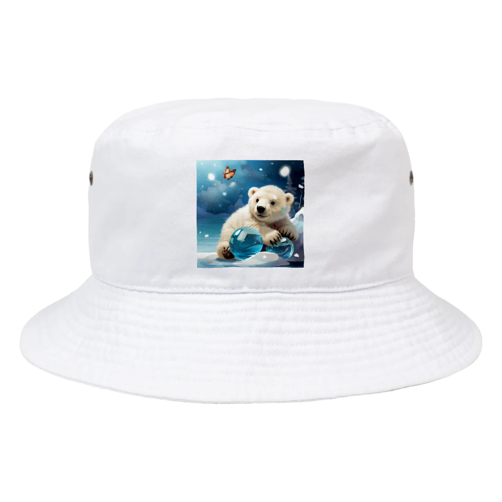 りんりんの可愛いシロクマちゃんショップ　かわいいよ！のボールを守っている白熊 Bucket Hat