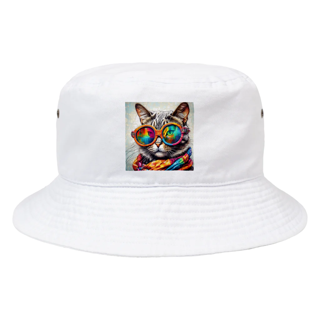 だんのんのカラフルメガネをかけた猫 Bucket Hat