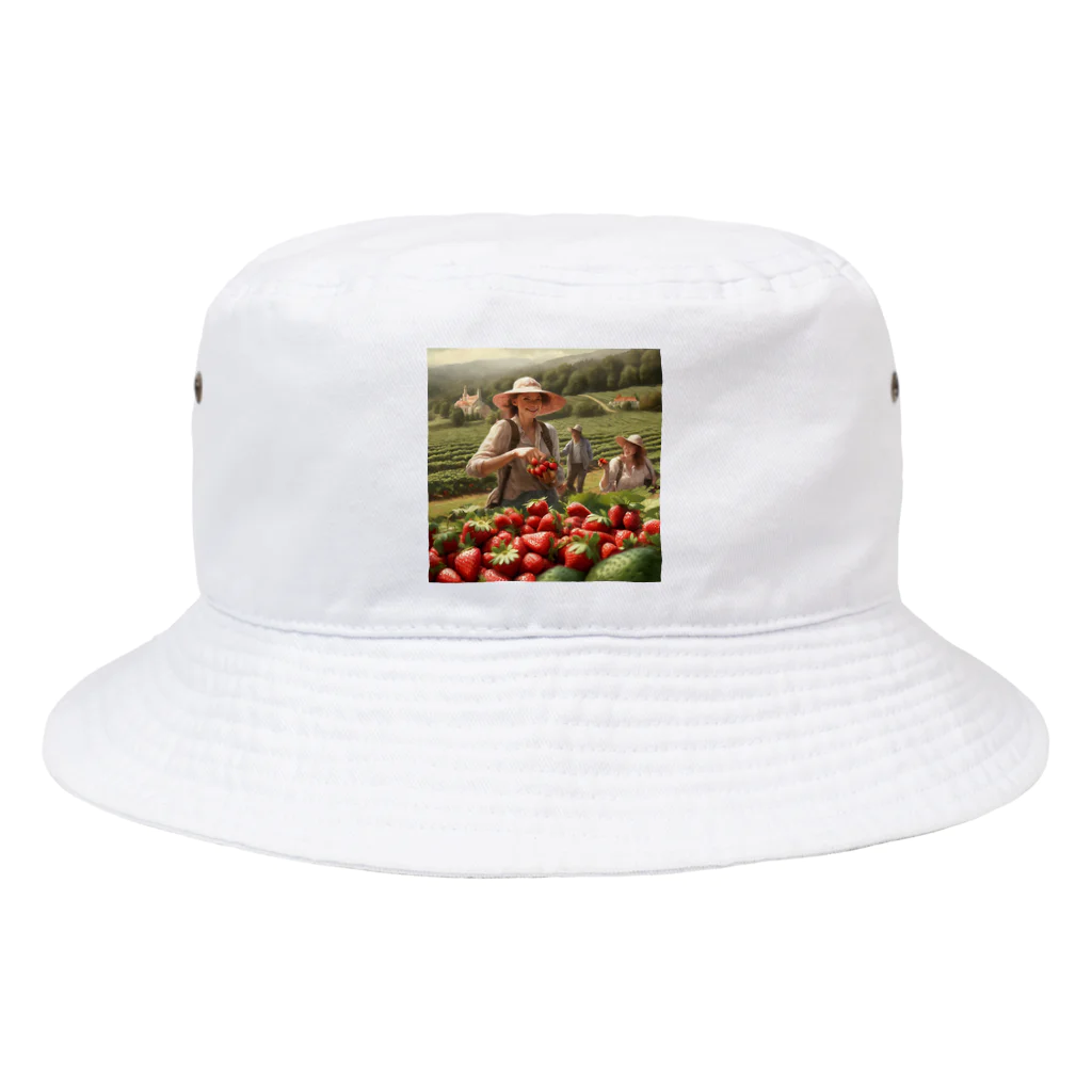 てぃっちゃんのイチゴ狩りを楽しんでる観光客 Bucket Hat