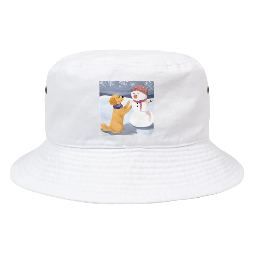 unpu-の雪だるまと犬 Bucket Hat