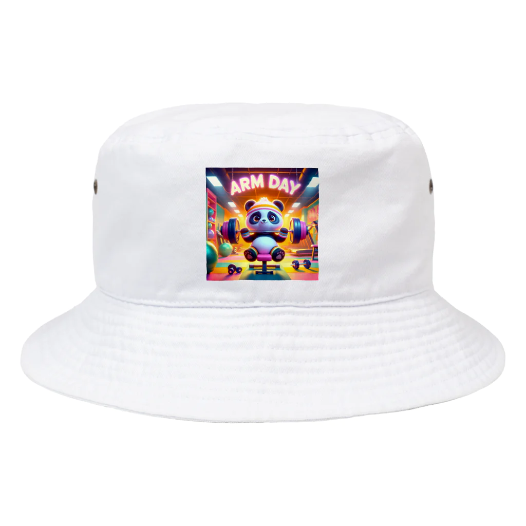 サウナマッチョの筋トレパンダ　arm day Bucket Hat