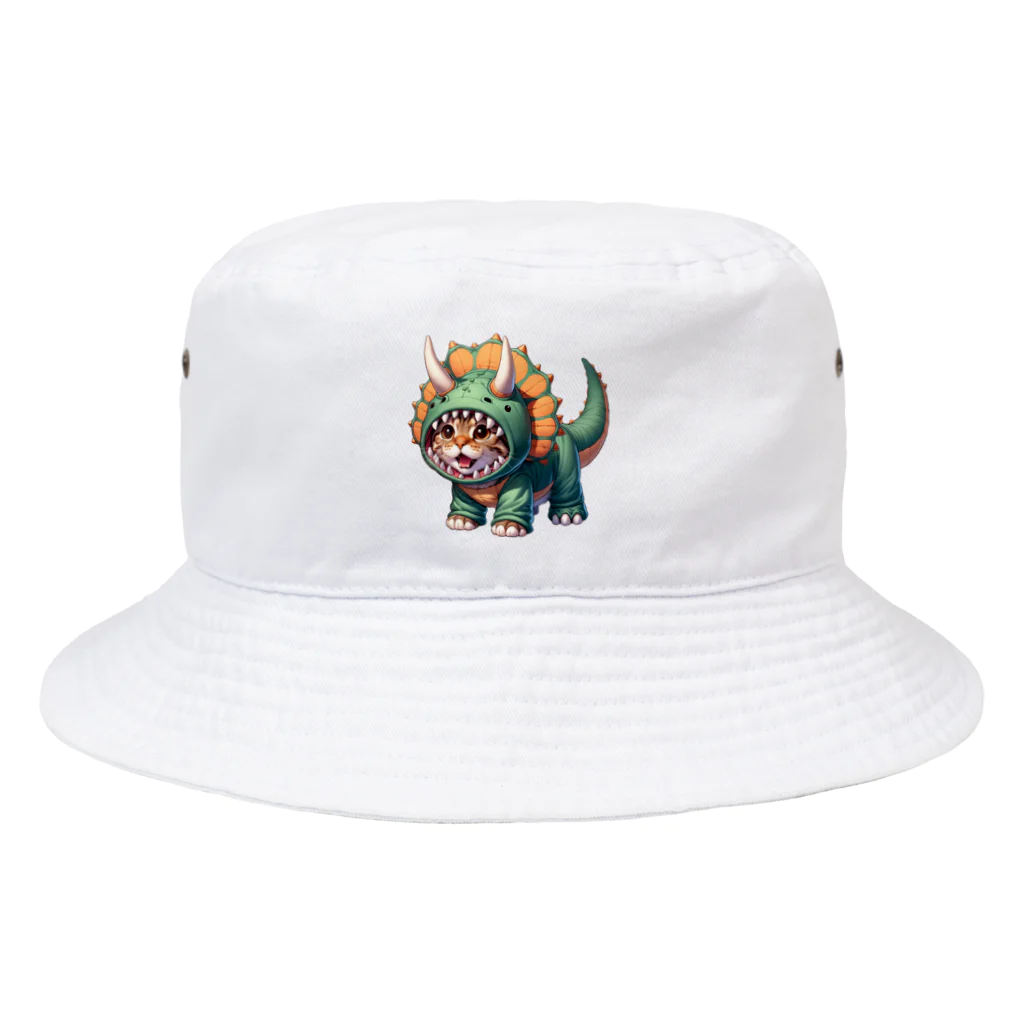 IloveCatのトリケラトプスのフードを被った子猫 Bucket Hat