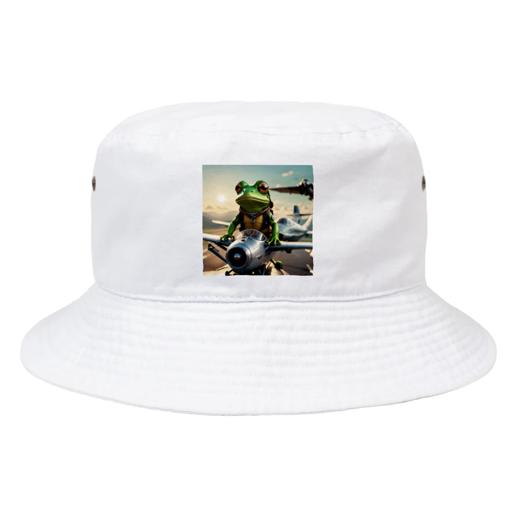 Shuji Nの飛行機を操縦しているカエル Bucket Hat