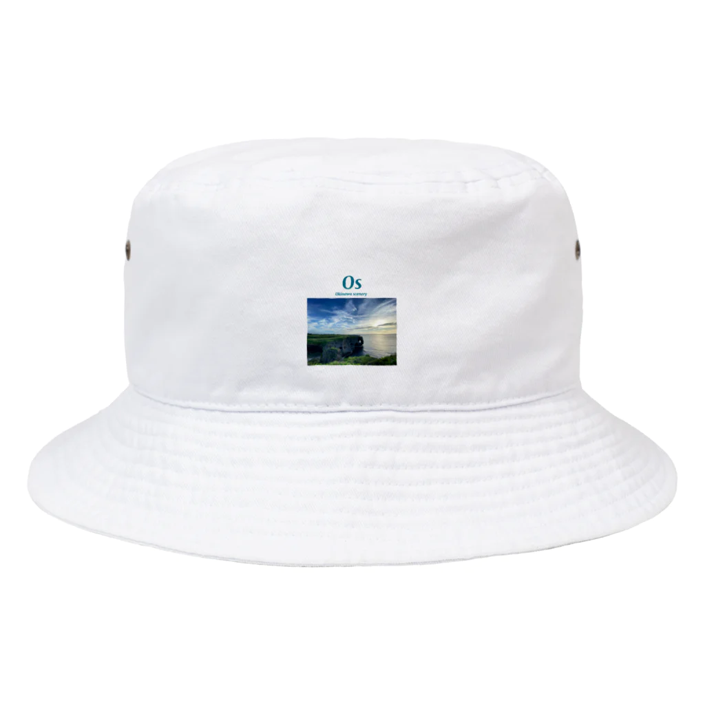 oki_sceneryのおーえす青文字万座毛 Bucket Hat