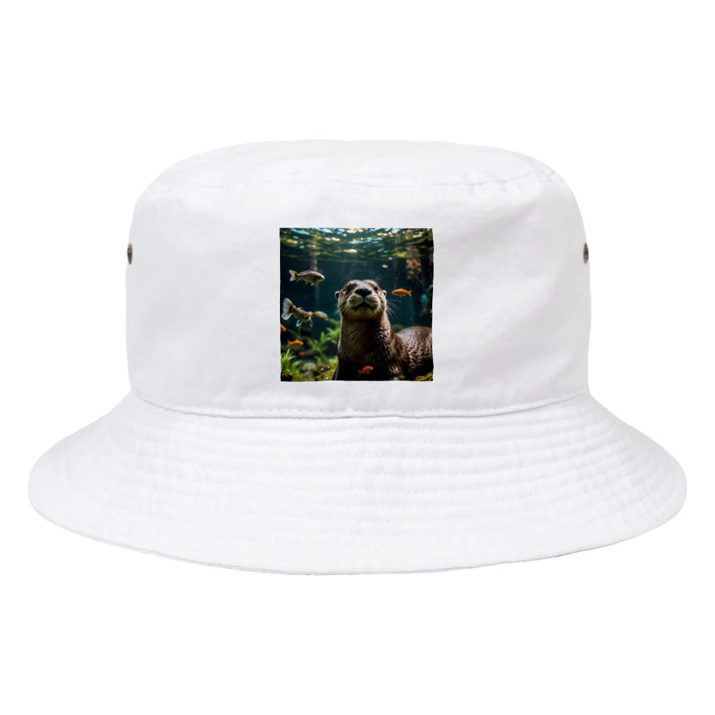 kawausonの水中で気ままに泳ぐ愛らしいカワウソ Bucket Hat