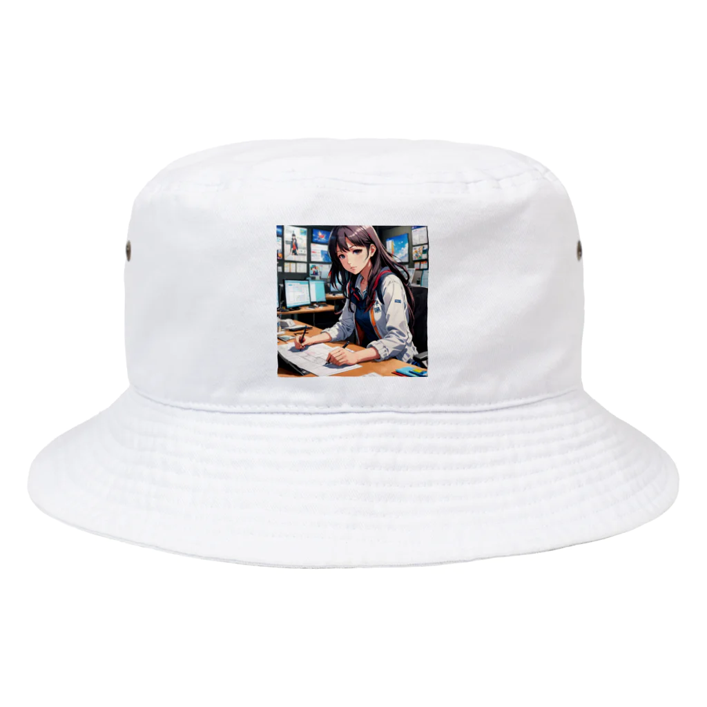 エーアイコの学者風の女性が研究しているシーン Bucket Hat