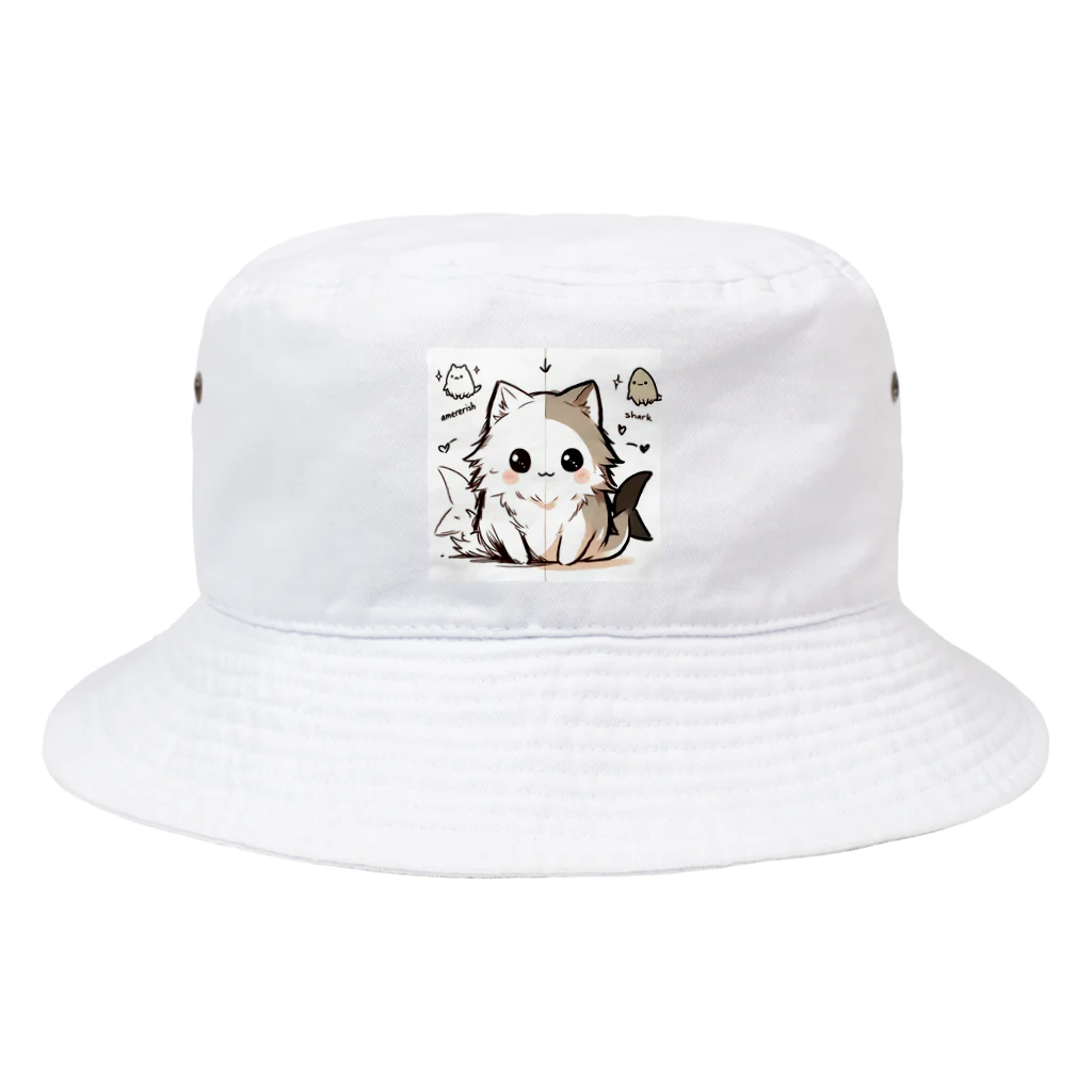 ゆるもこ動物園のサメ猫くん Bucket Hat