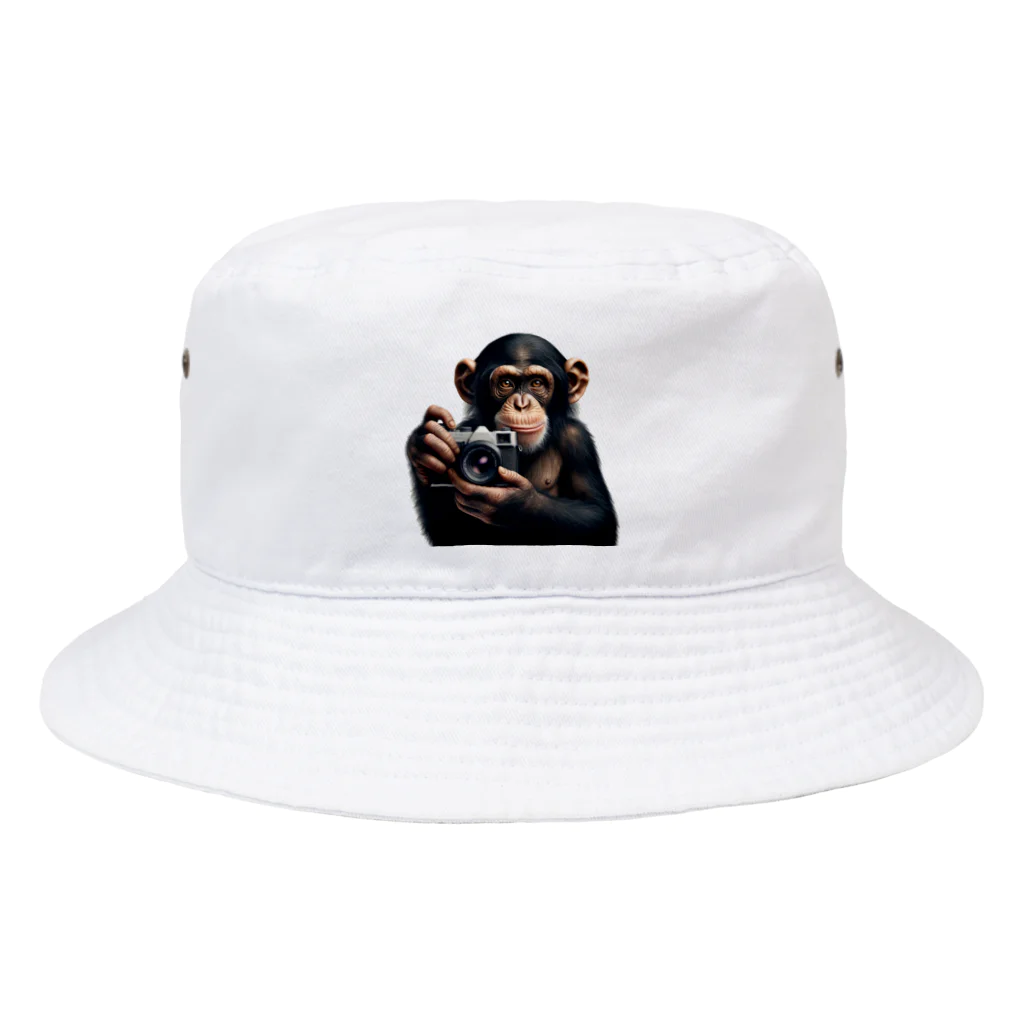 アニマル_Sevenのカメラ好きのチンパンジー2 Bucket Hat