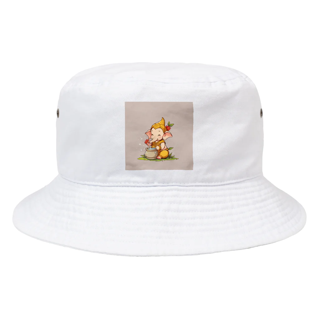 ganeshaのかわいいガネーシャの水やり花 Bucket Hat