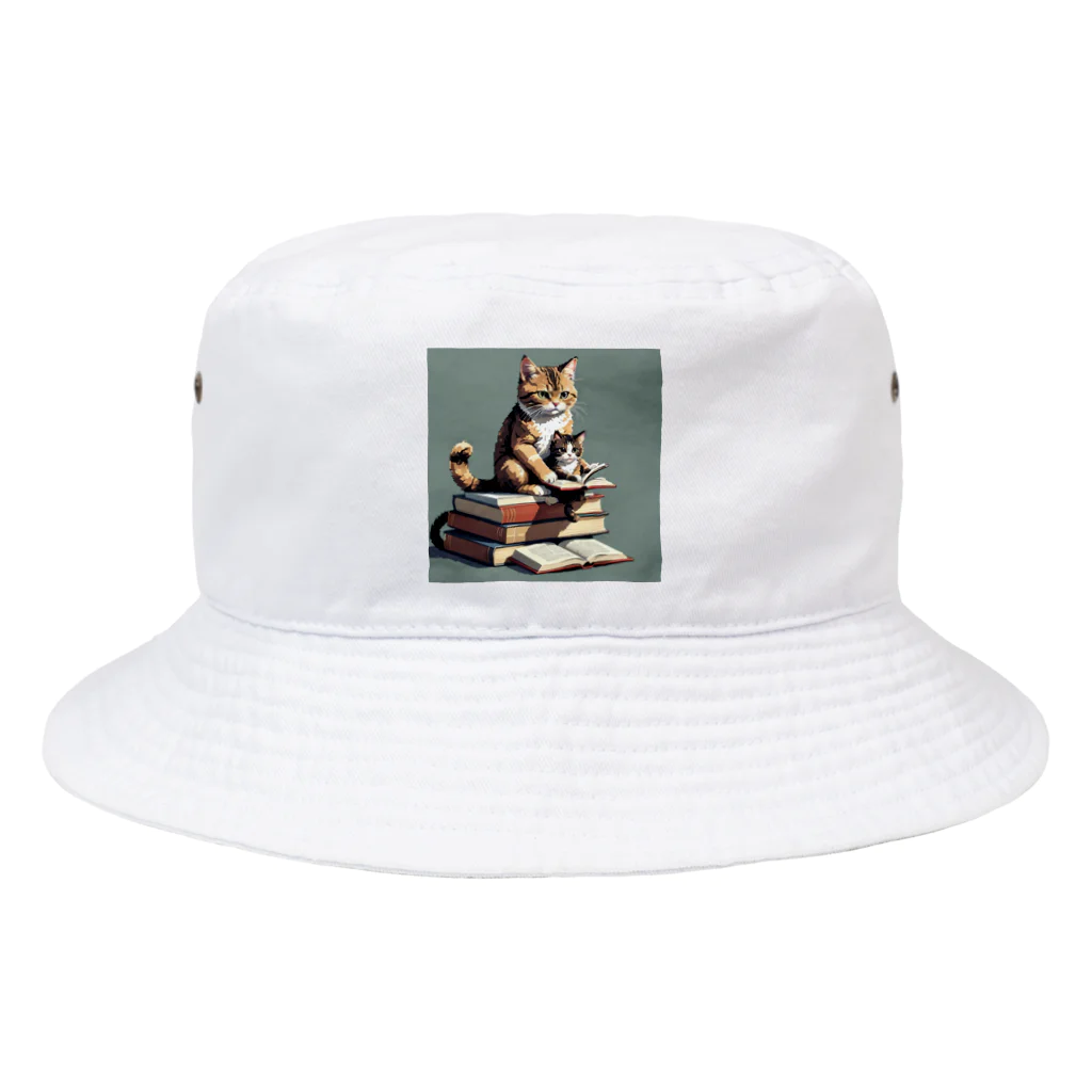 三毛猫shopの本を読む猫 Bucket Hat