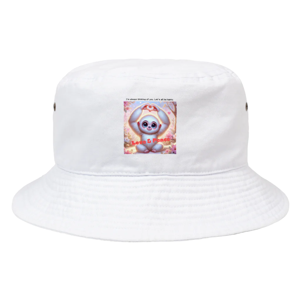 dreamy-designのLOVE&PEACE　シロテナガザルくん Bucket Hat