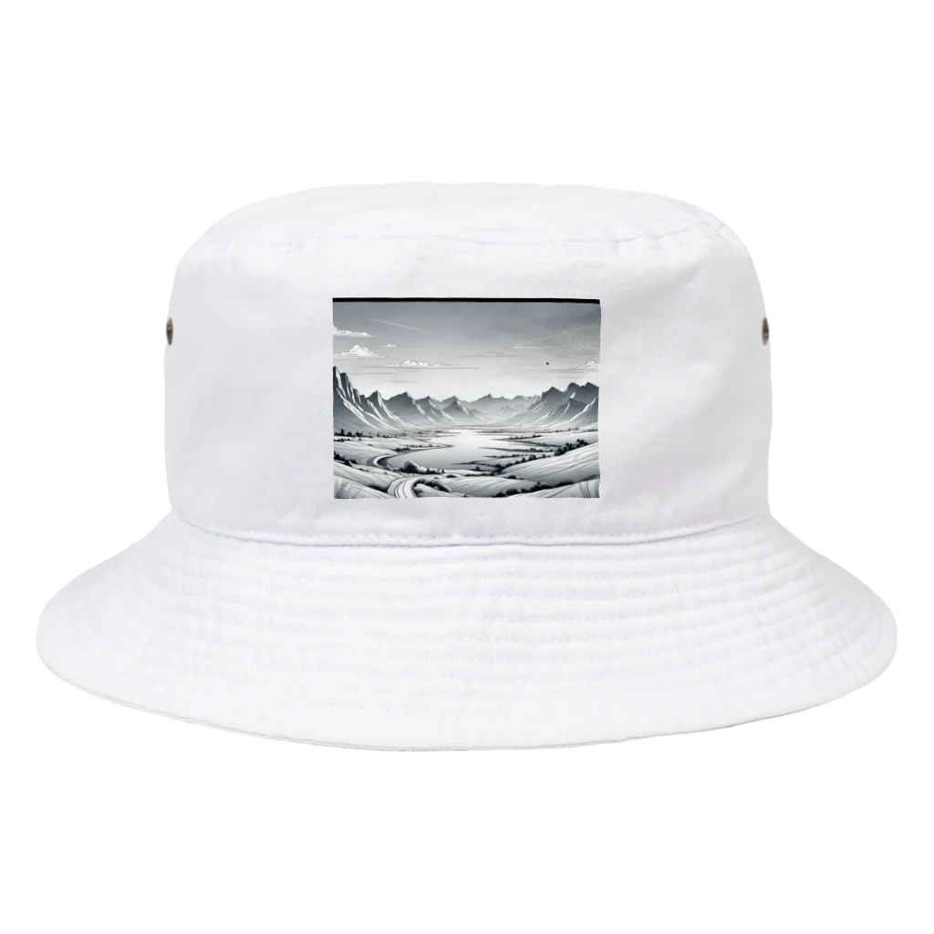 aICreationのモノクロの雪景色 Bucket Hat