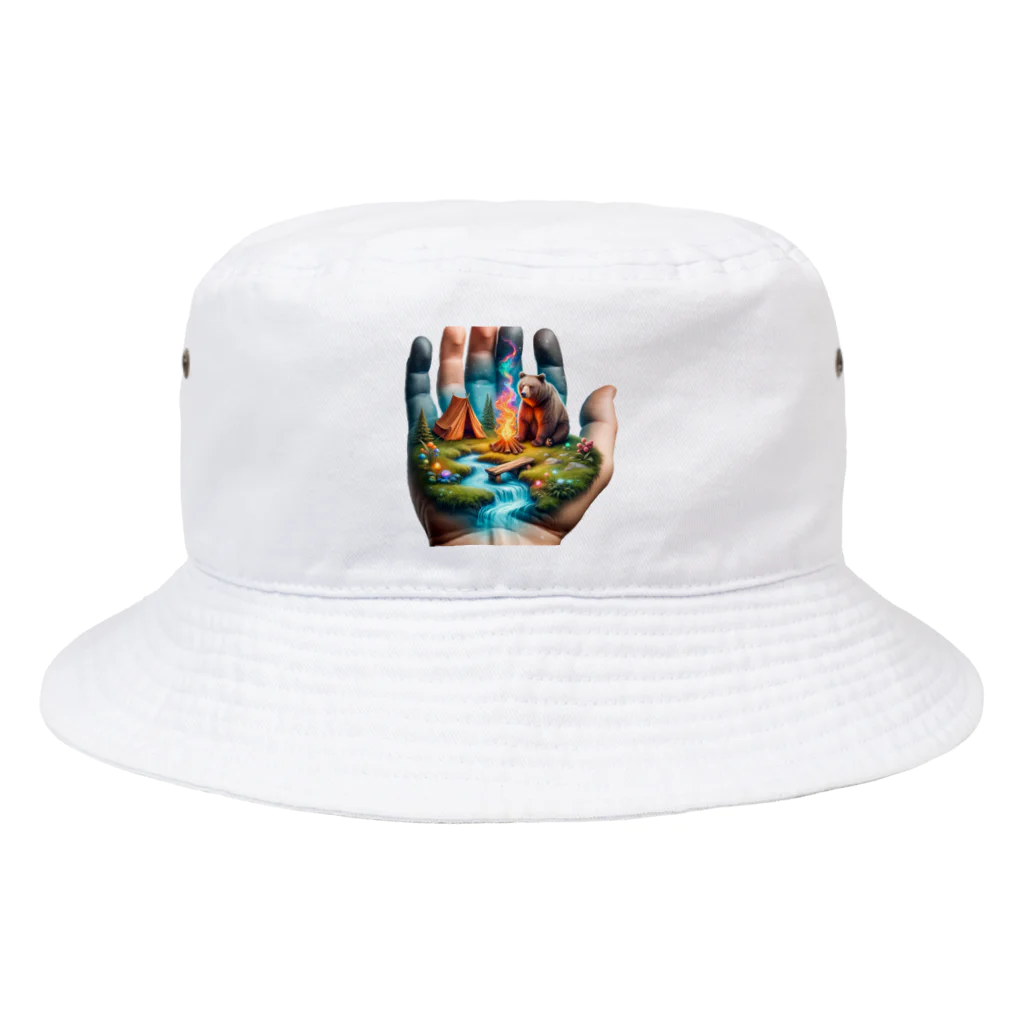 EseCAMPのキャンプ熊シリーズ Bucket Hat