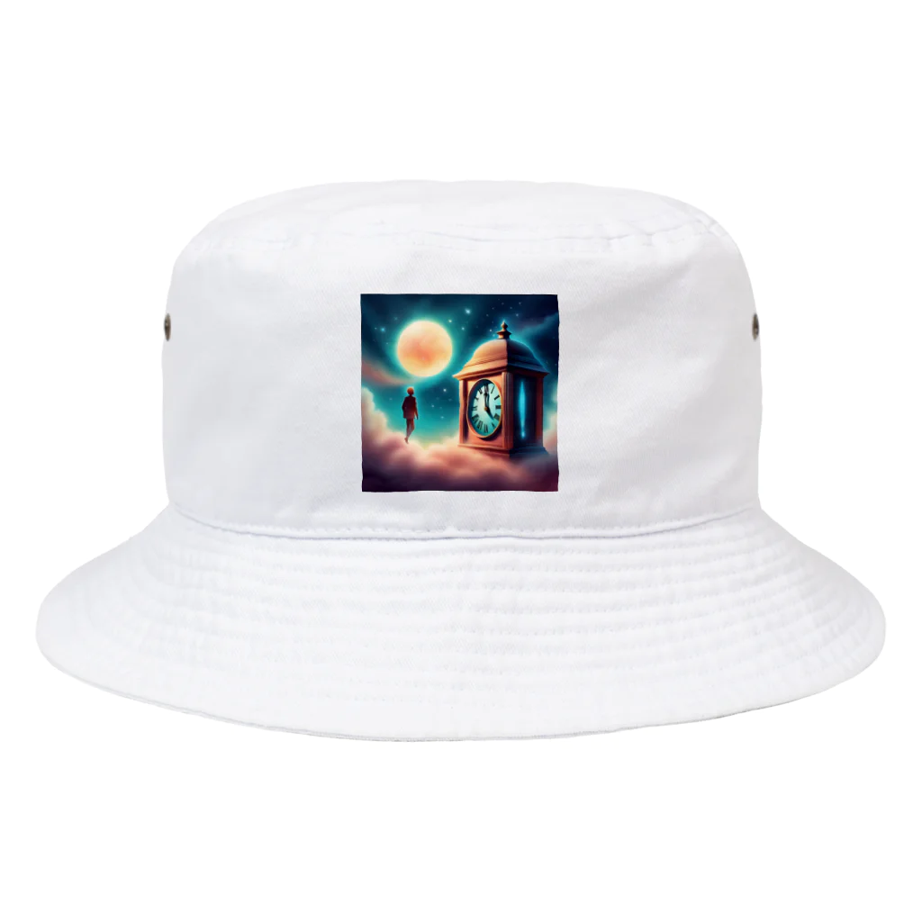 dolphineのシュール！満月と宇宙時計 Bucket Hat