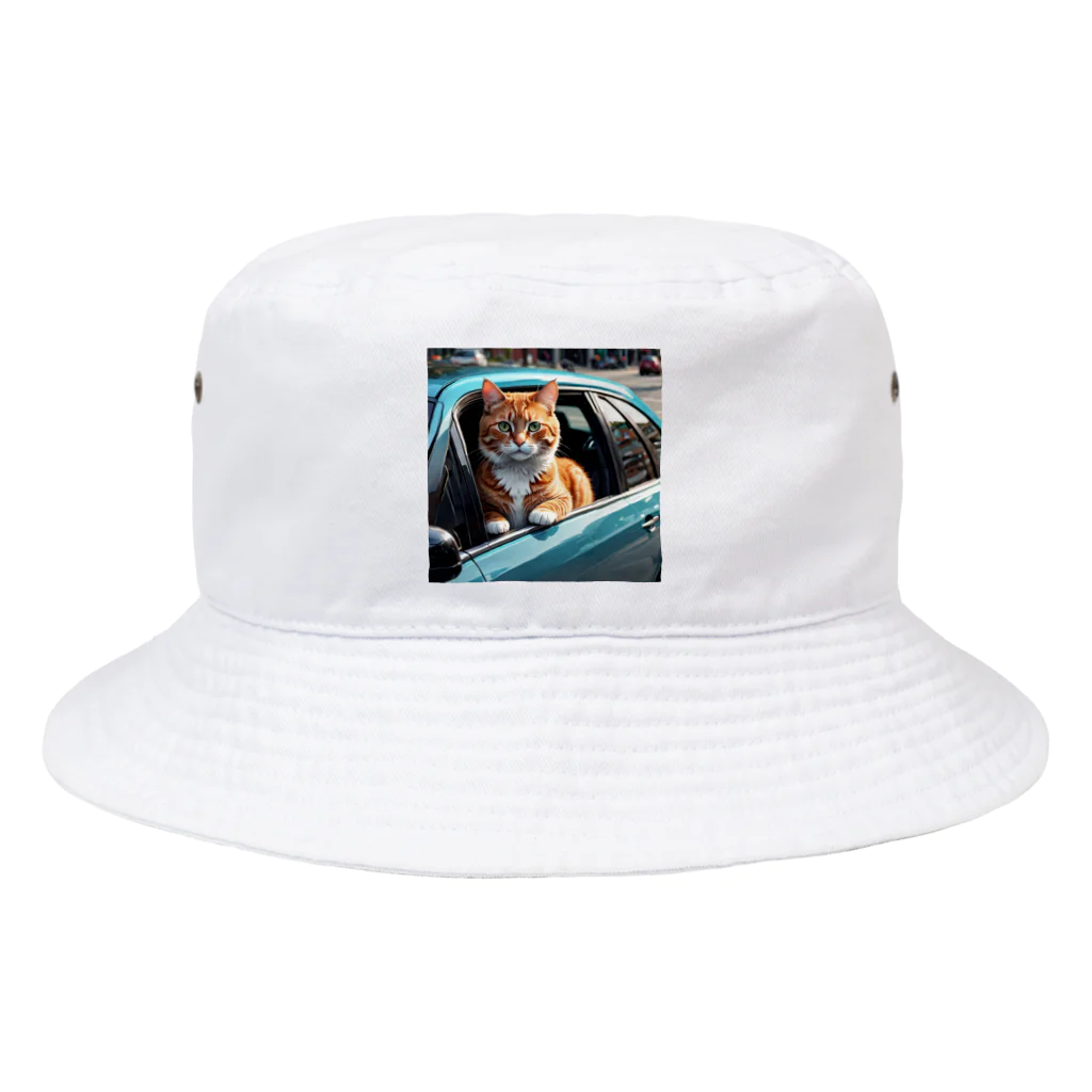 Kobayashi Kayoのドライブ中の猫 Bucket Hat