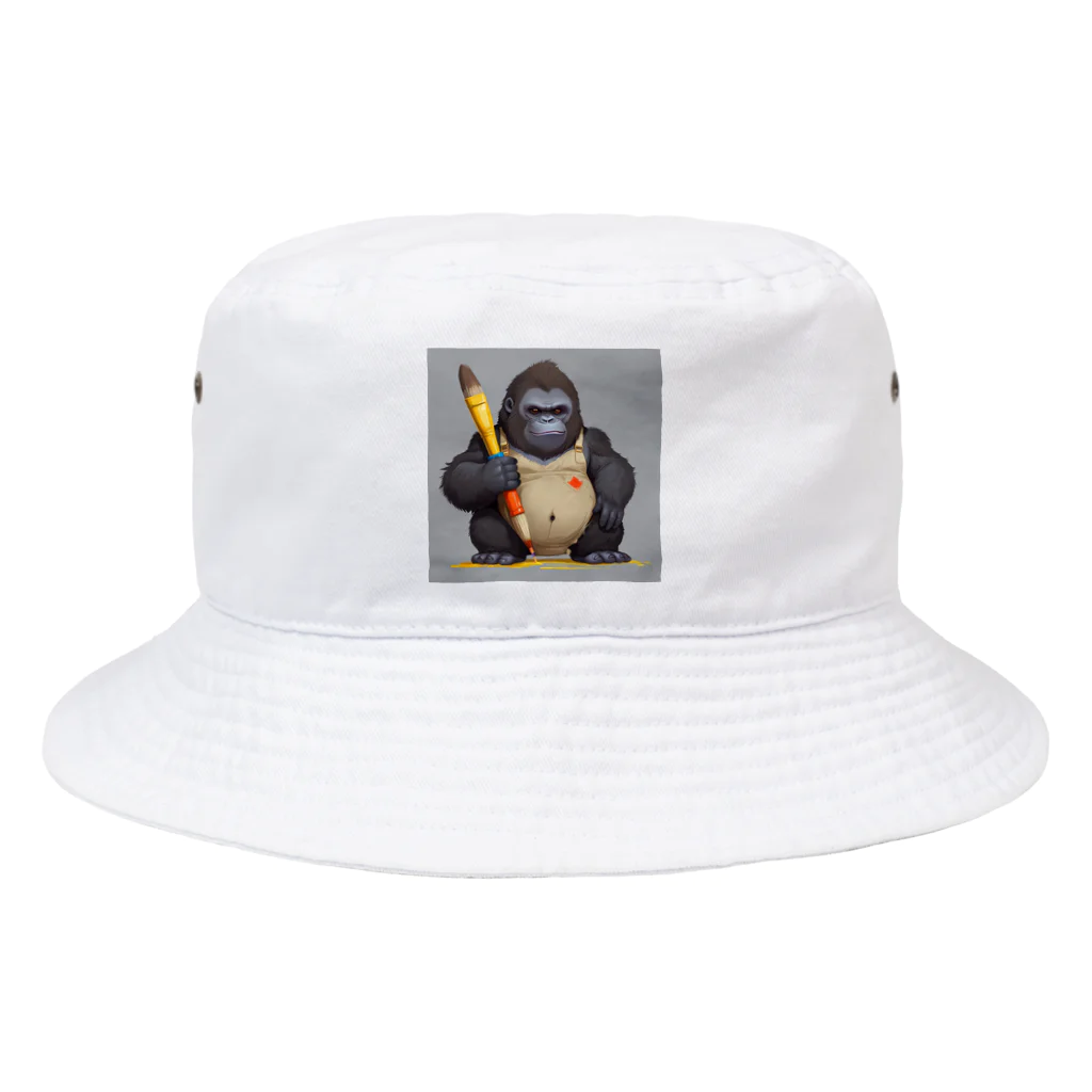 ganeshaのおもちゃのペイントブラシでかわいいゴリラに出会おう Bucket Hat