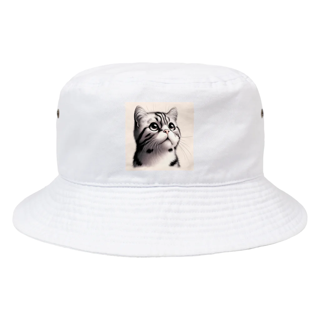 獣医学生の高橋さんの斜め上を見る猫 Bucket Hat