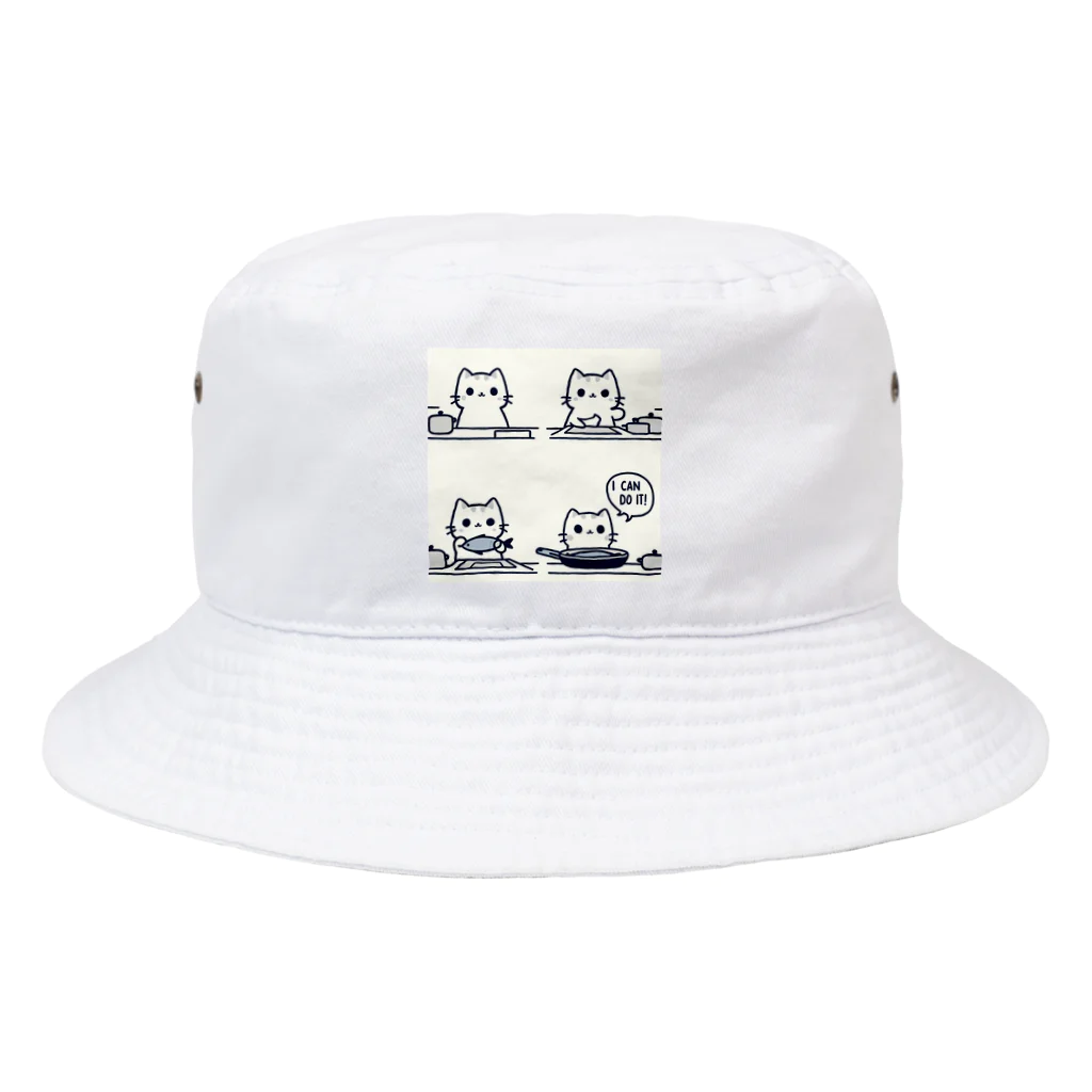 riopara0777のPositive cat　I can do it！（やればできる！） Bucket Hat