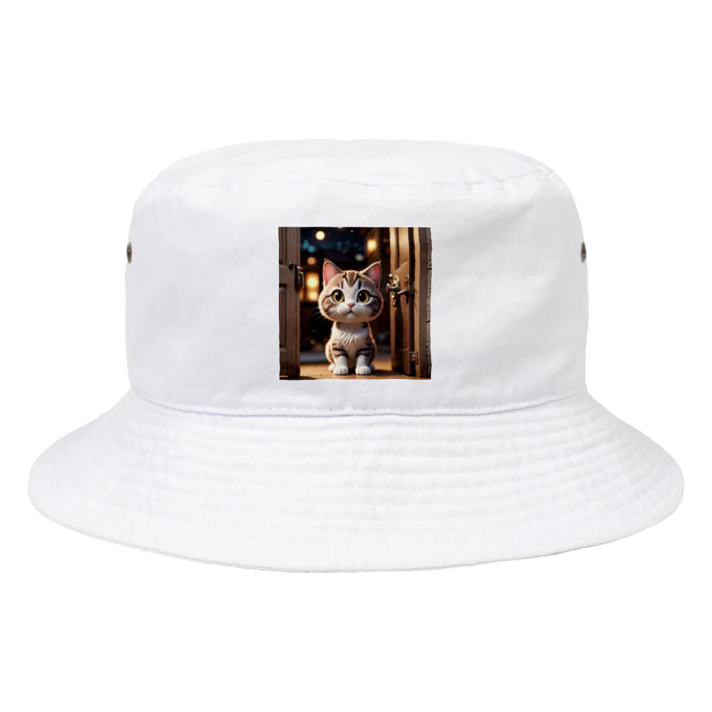 asnaynのドアを開ける猫ちゃん Bucket Hat