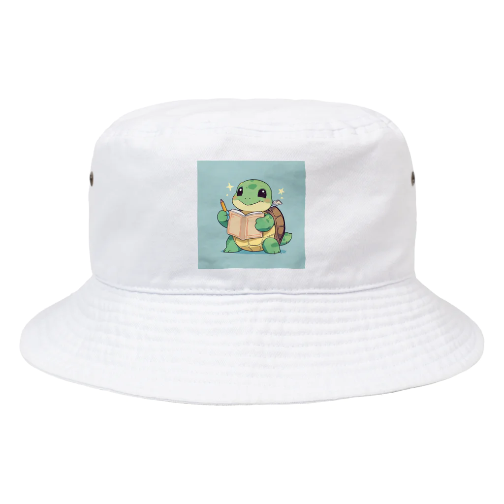 ganeshaのおもちゃの本を持ったかわいいカメ Bucket Hat