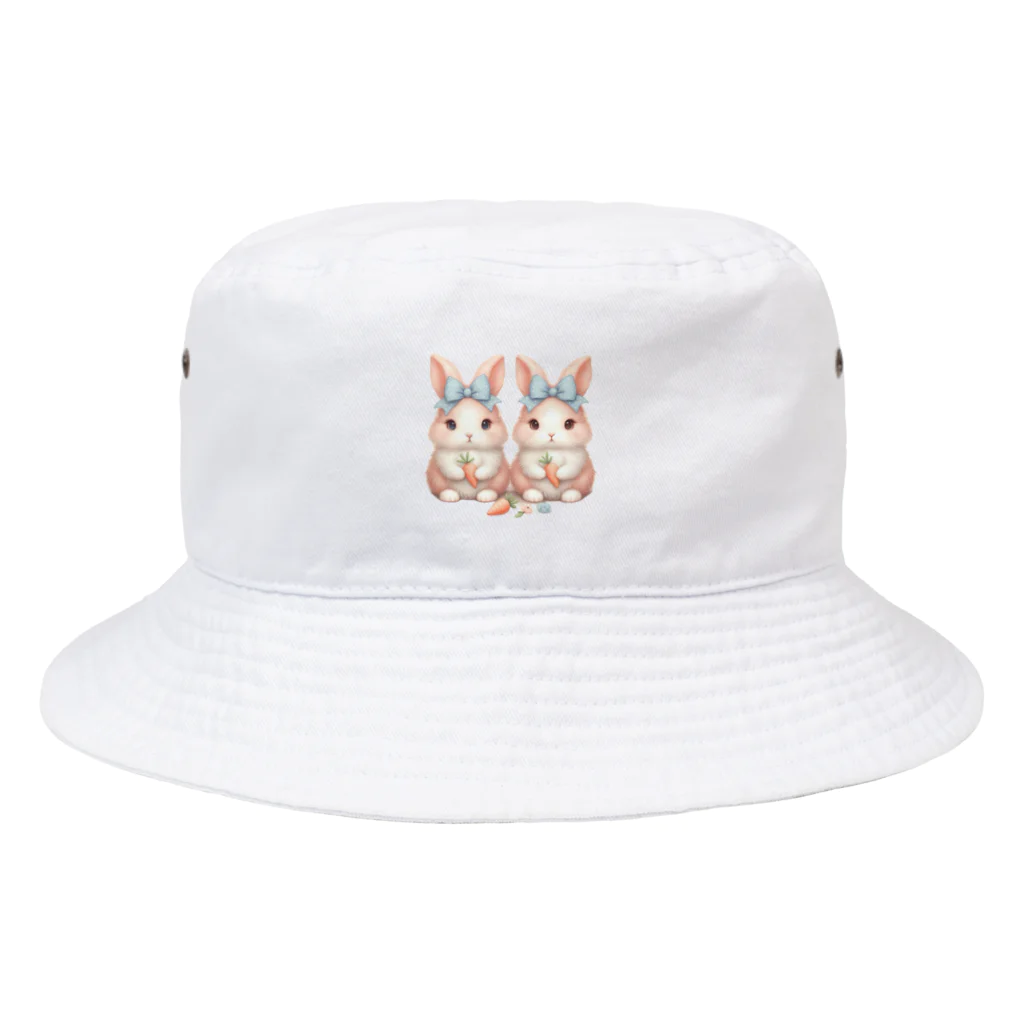 lamkksのふわふわかわいいうさぎの双子 Bucket Hat