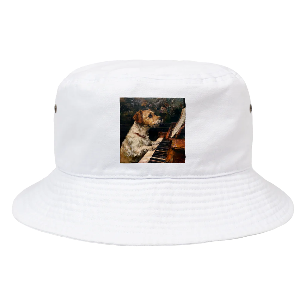 SSparrowのピアノを弾く犬 Bucket Hat