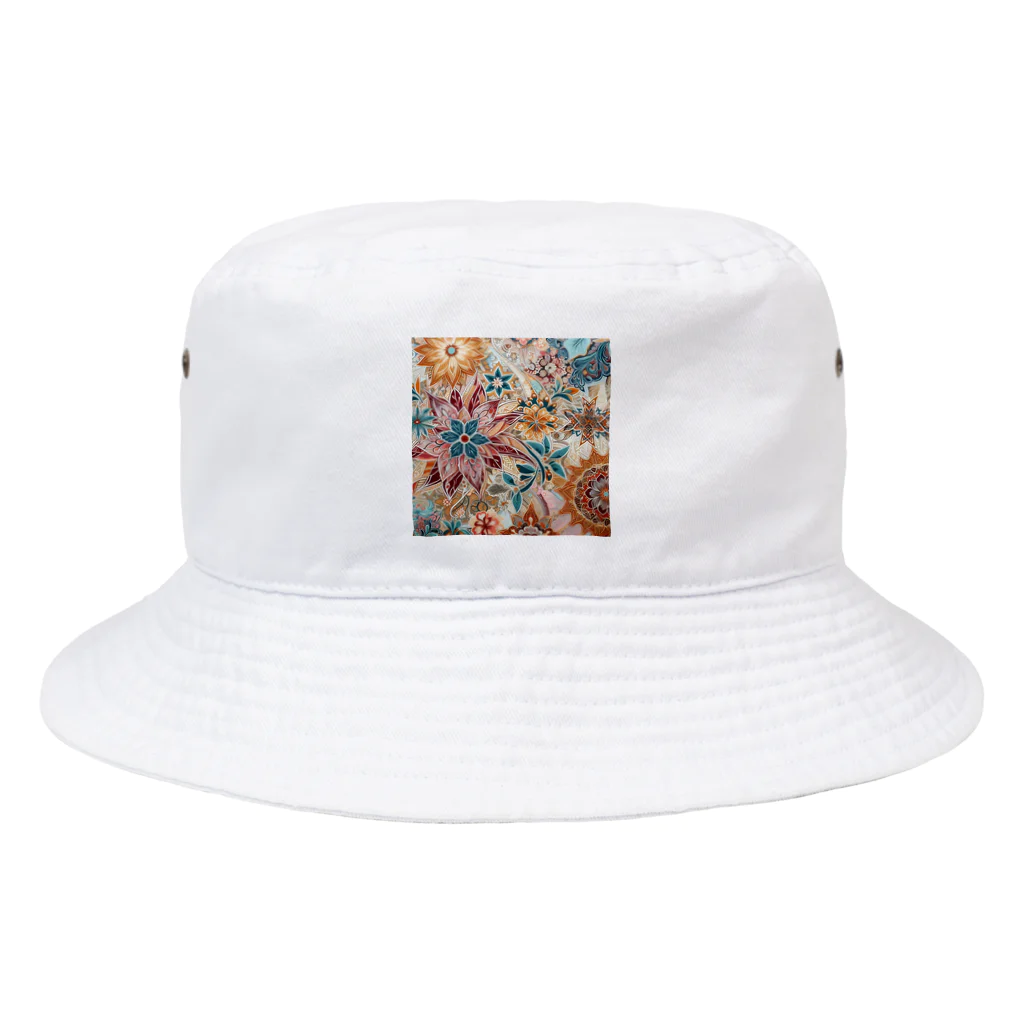 使いやすいデザインがいいね！のお花のバティック柄 鮮やか Bucket Hat