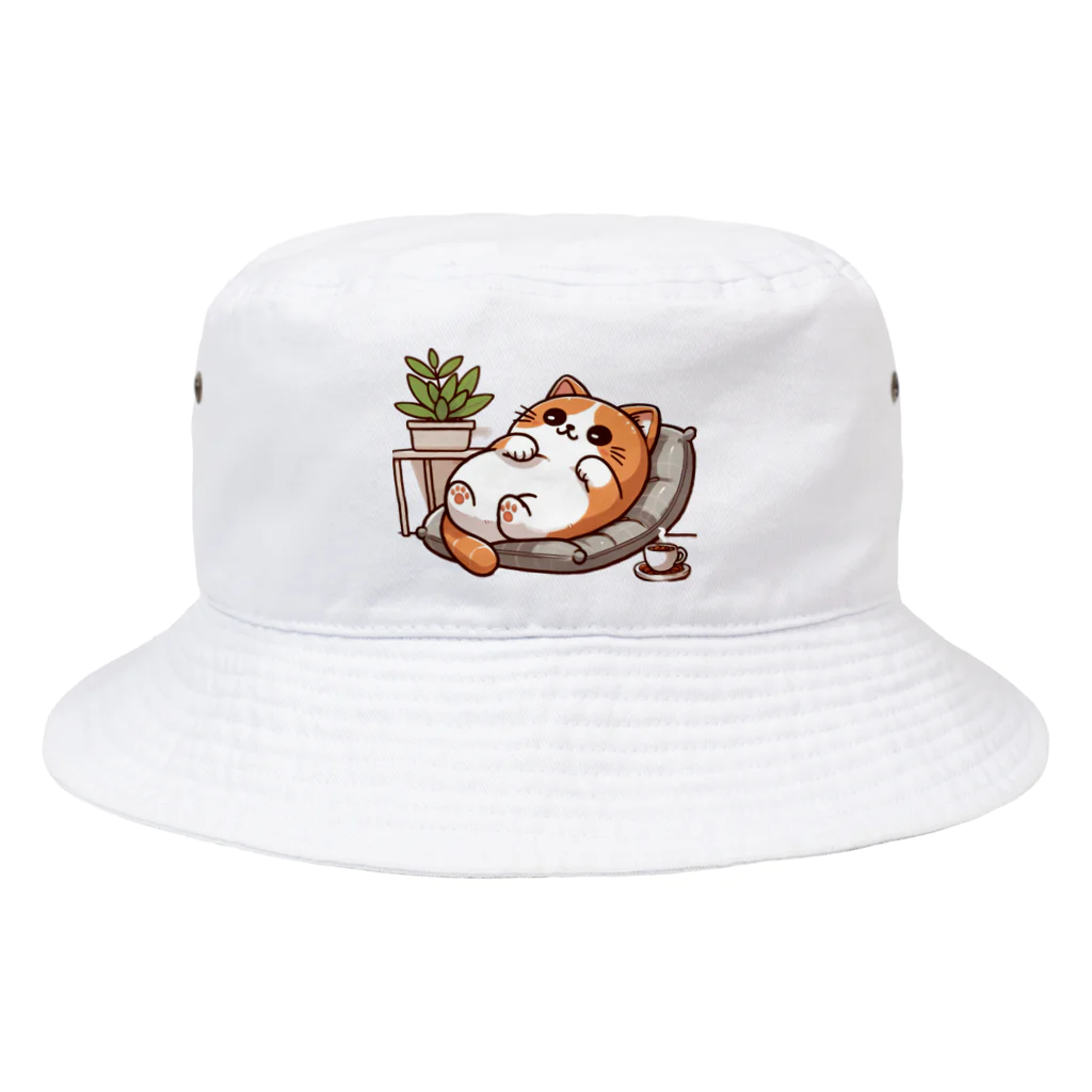 @猫グッズ製作所のかわいい猫のヘソ天まる Bucket Hat