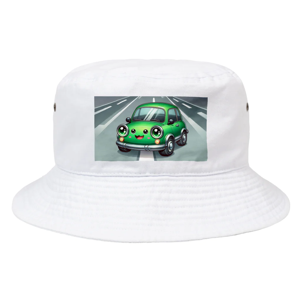 kawadangoのかわいい緑の車 Bucket Hat