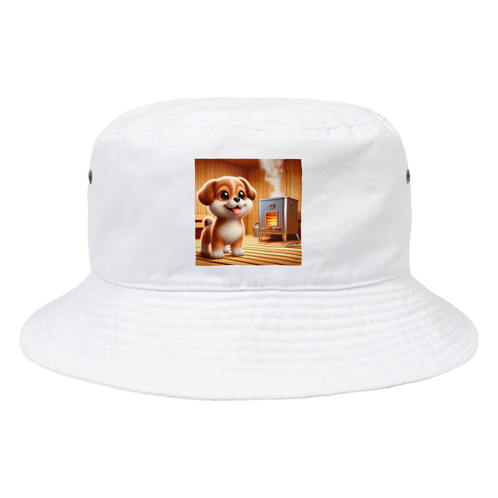 サウナーグッズショップの可愛い子犬がサウナでととのう Bucket Hat