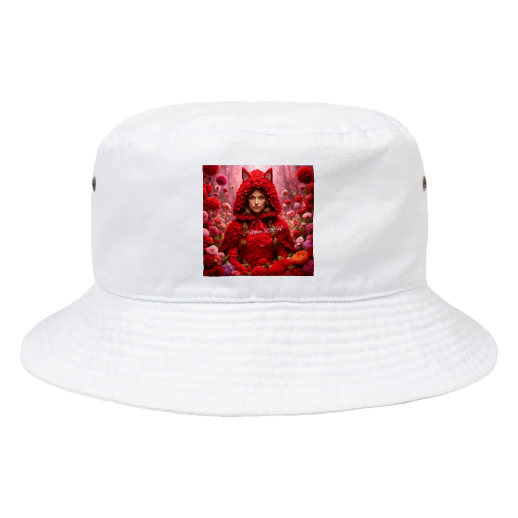 お花屋SUNのFlower R R H（フラワー・レッド ライディング フード） Bucket Hat