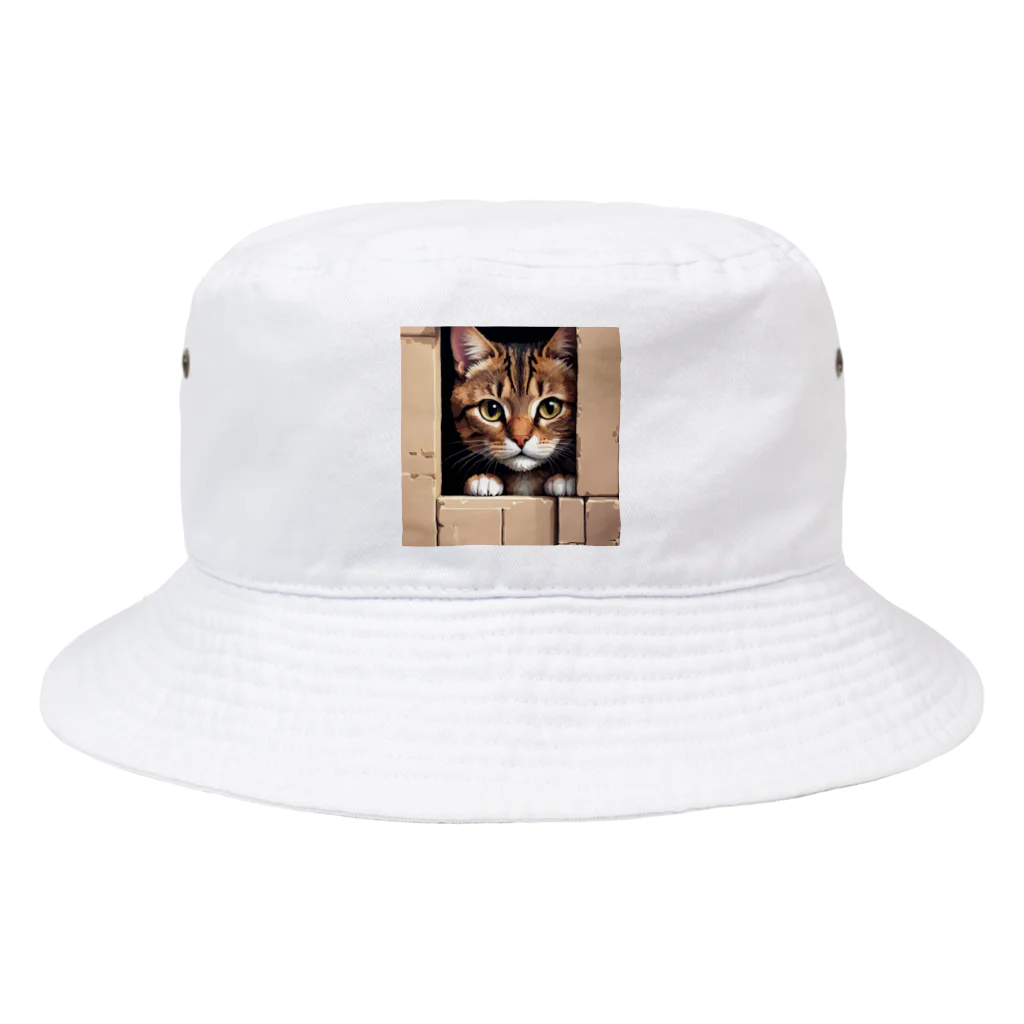 CozyKittyCornerの物陰から観察するかわいい猫 Bucket Hat