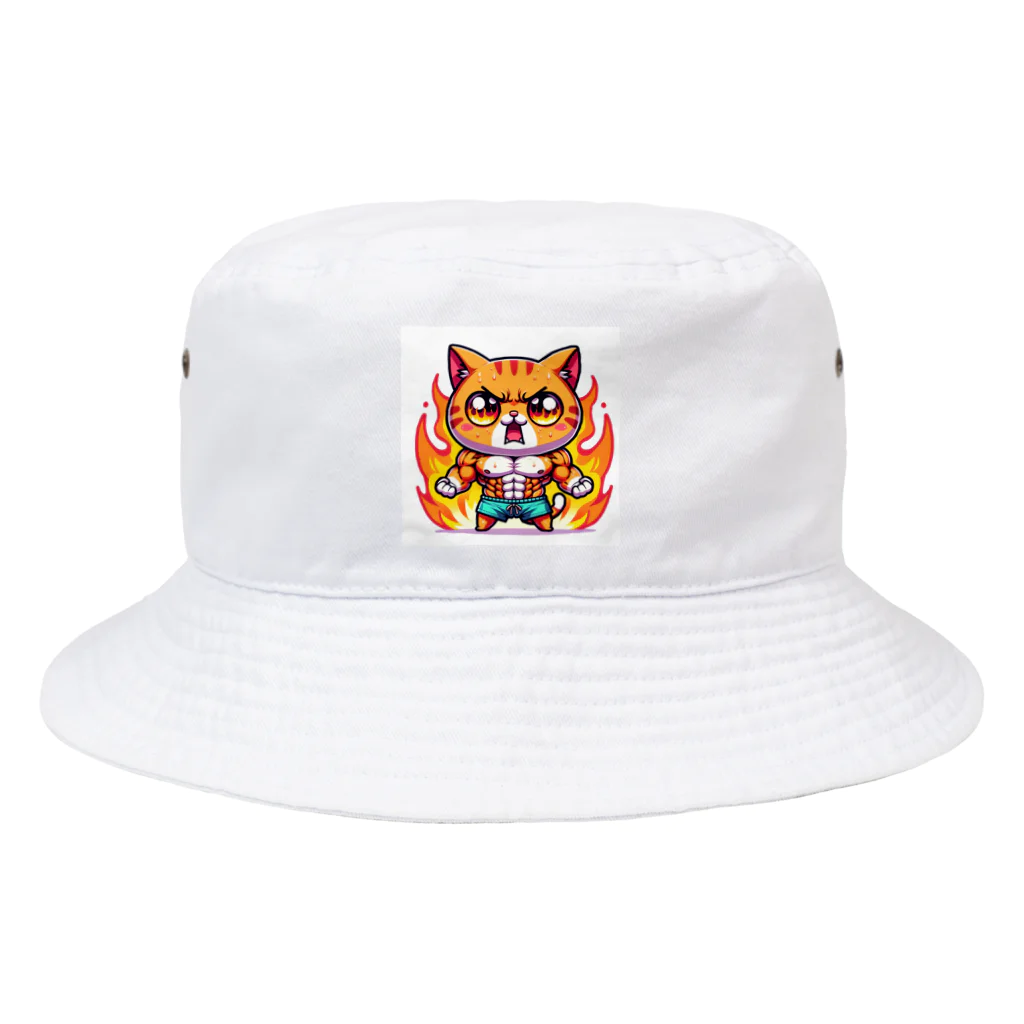 pikapikaの燃える猫マッチョ Bucket Hat