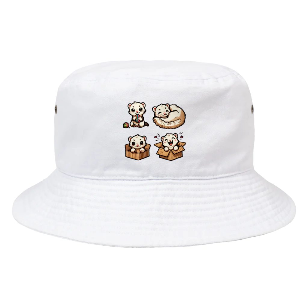 trypsin8080のかわいいフェレットおはよう！！ Bucket Hat