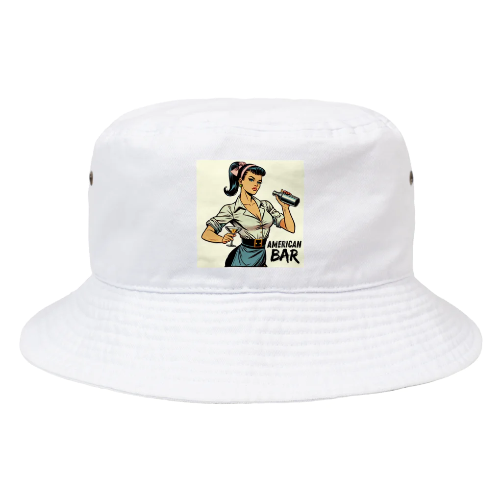 AMERICAN BARのアメコミ風バーテンダー Bucket Hat