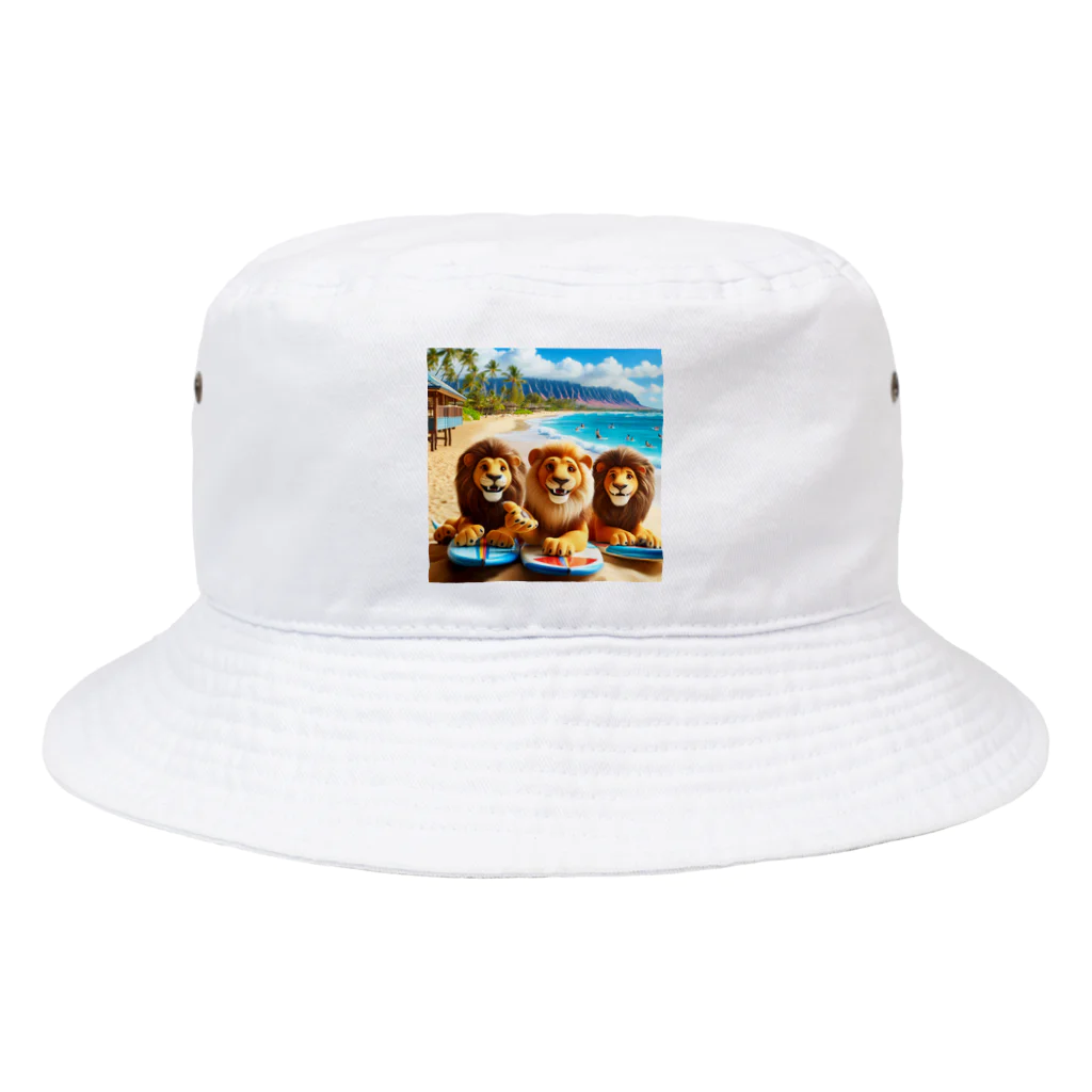 YFCのハワイのリゾートビーチでサーフィンを楽しむ陽気なライオン達④ Bucket Hat