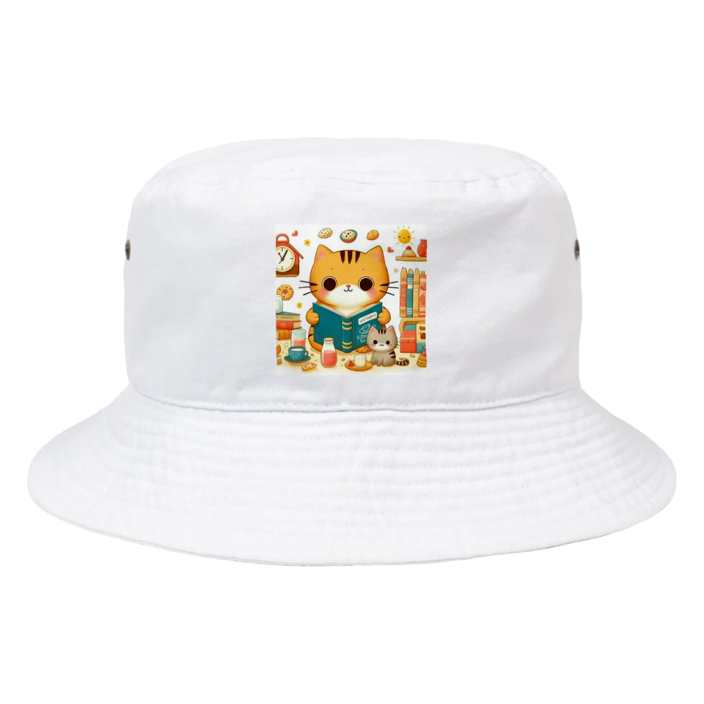 Rパンダ屋の「読書猫」グッズ Bucket Hat