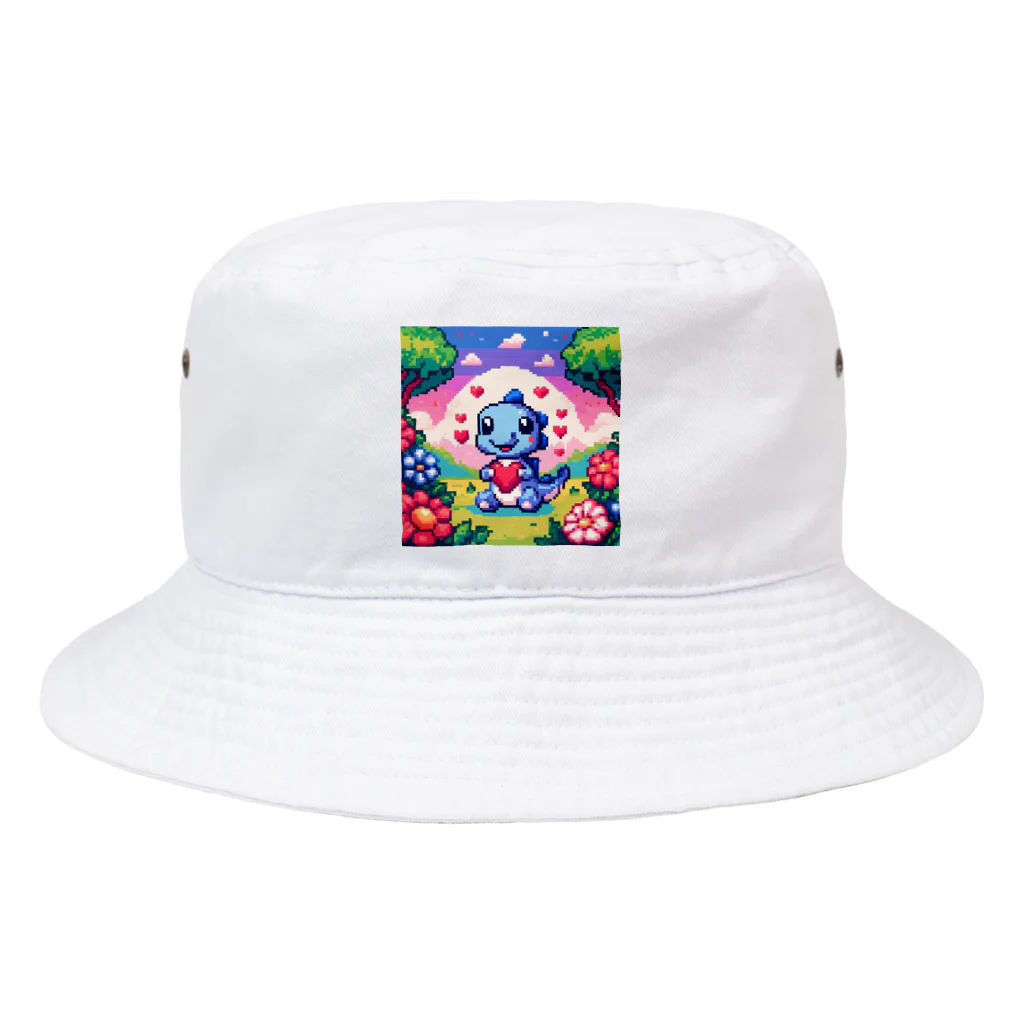 ドット職人のピクセルアート 恐竜の子ども Bucket Hat