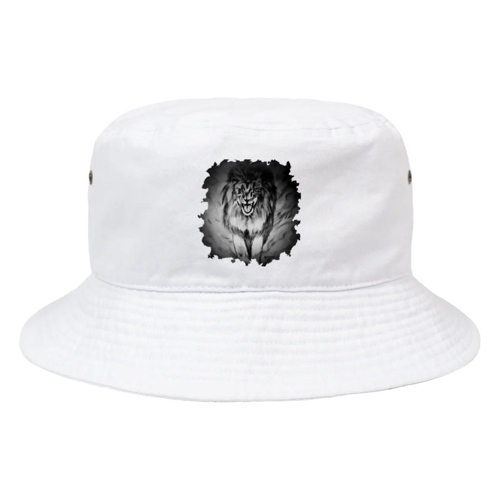 greetenのライオン　アートアニマル　モノクロ Bucket Hat