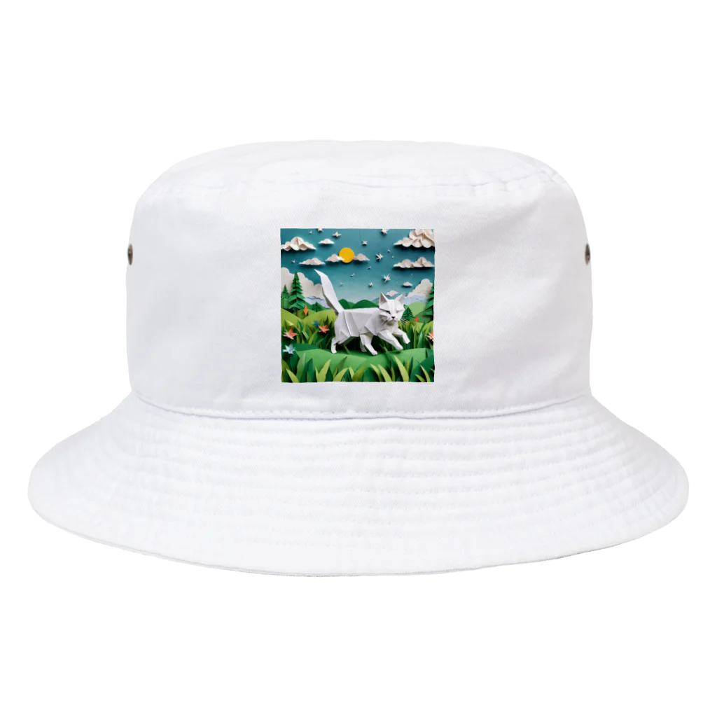 enercoの折り紙　草原を駆け回っている猫 Bucket Hat