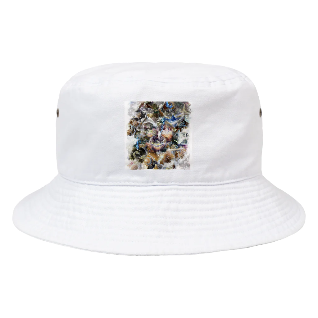 JUNGOonlyART 公式SHOPのオレンジカラーのピースデザイン Bucket Hat