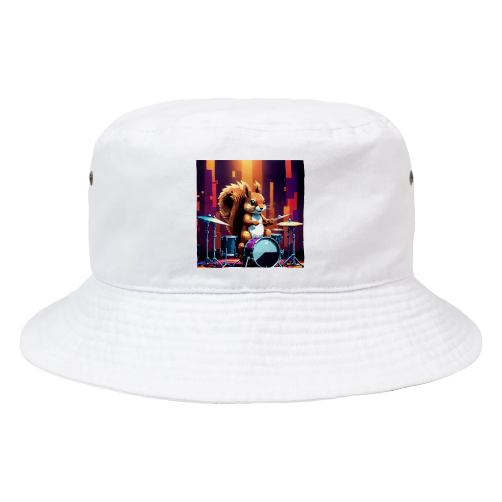 ミリススタイルのドラムを叩くシマリス Bucket Hat