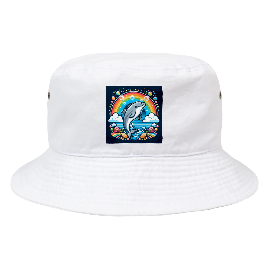 ハムボーの虹とイルカ Bucket Hat