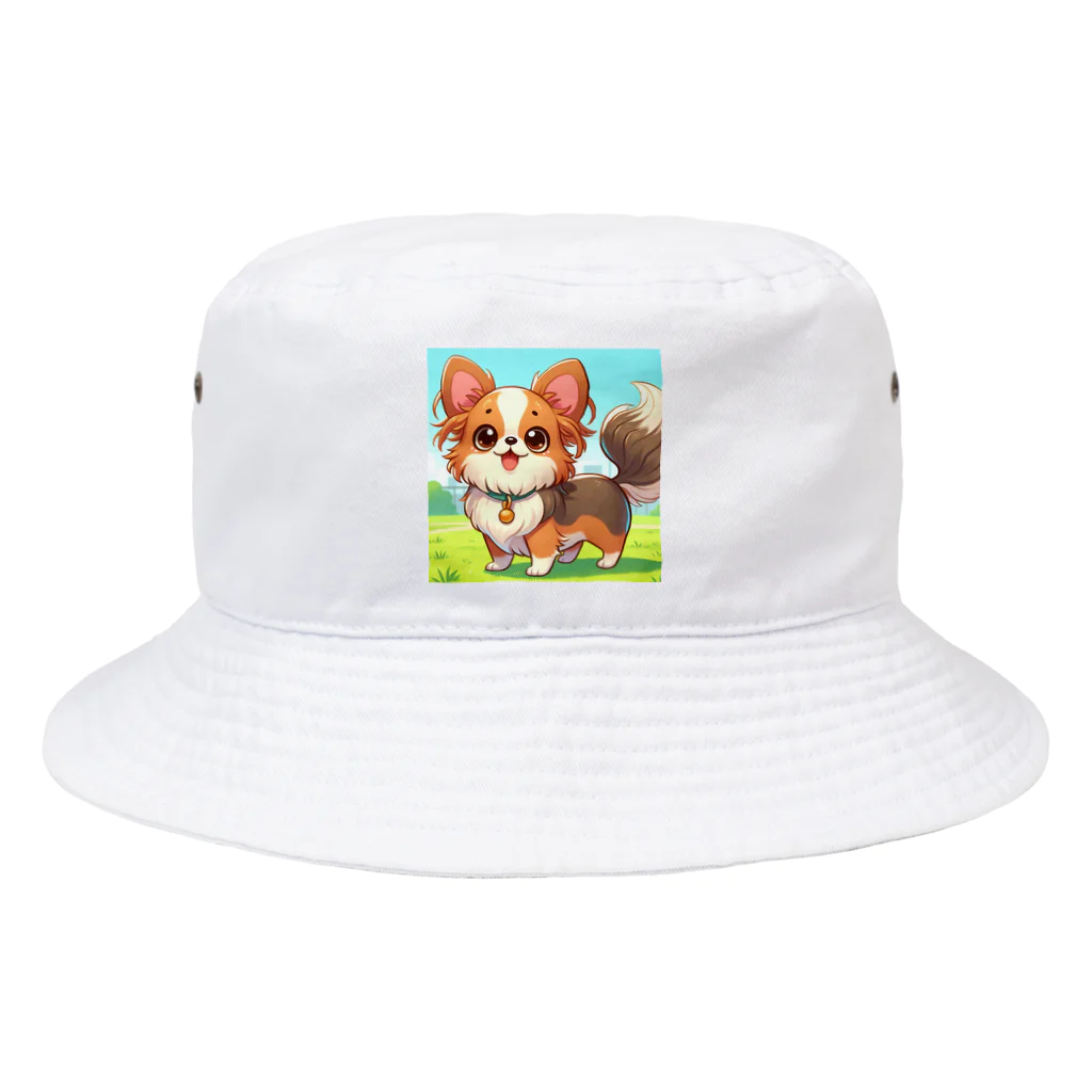 oz-chanの尻尾を振るロングコートチワワ_アニメ風1 Bucket Hat