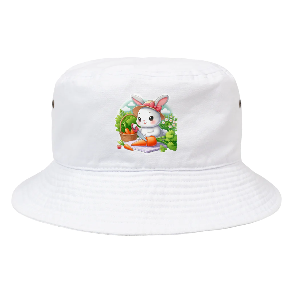 noiSutoaのニンジンを切る可愛いうさぎ Bucket Hat