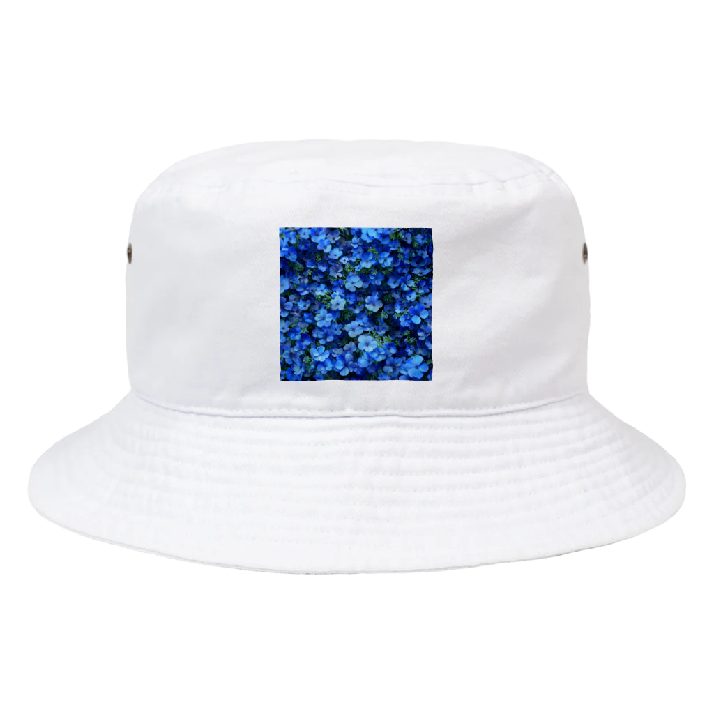 オンラインショップイエローリーフの鮮やかな青色の花　ネモフィラ バケットハット