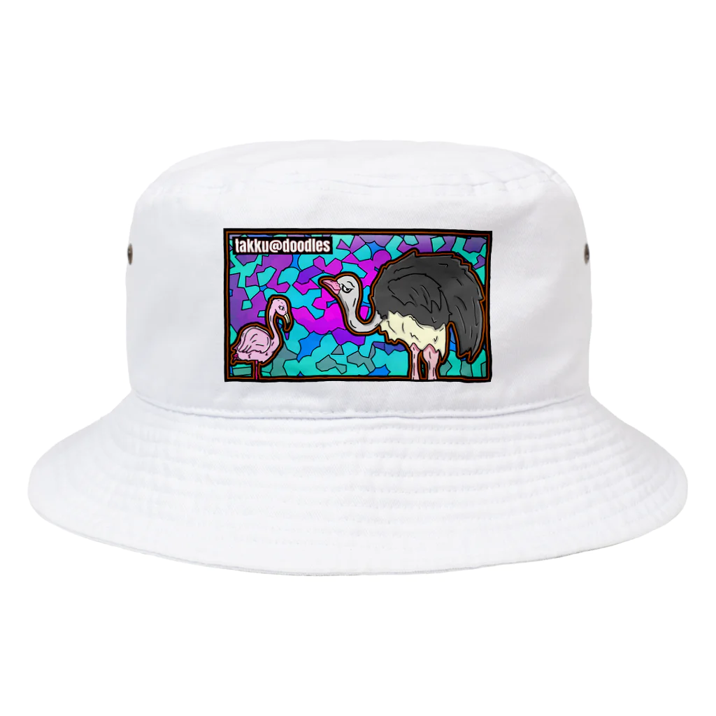 takku@doodlesのダチョウとフラミンゴ Bucket Hat