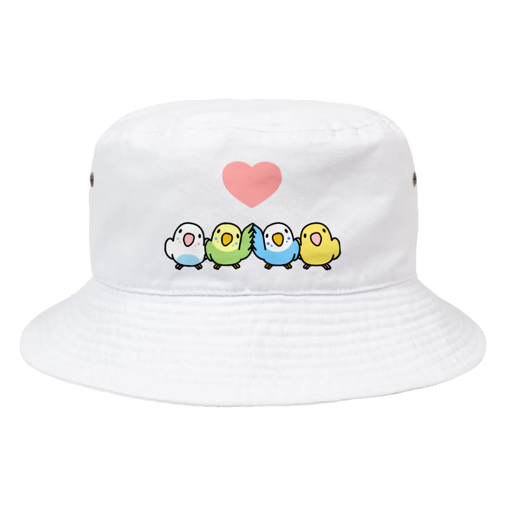 まめるりはことりのハイタッチなかよしセキセイインコ【まめるりはことり】 Bucket Hat